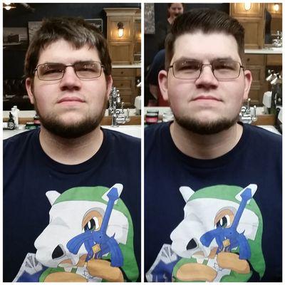 Before and After of my boyfriend. I think they did a wonderful job!!!