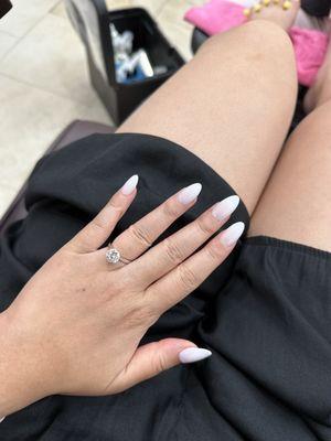 Nail extension, white ombré