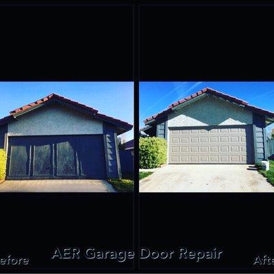 New garage door before & after