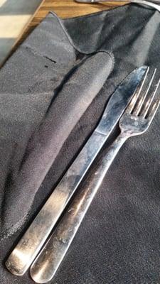 Dirty silverware that was given to us. Never replaced by server just taken away by the server