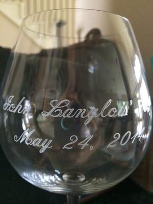 Etched wine glass.