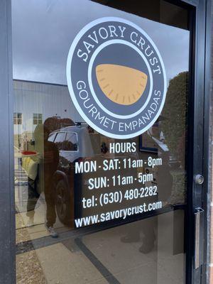 Front Door Window Graphic! Highlight your business logo & operating hours with a sleek, professional touch that leaves a lasting impression.