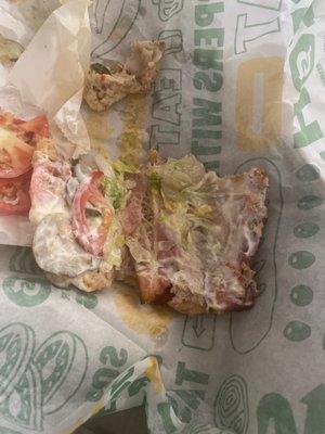 Complete mess of a sandwich and it was completely wrong.