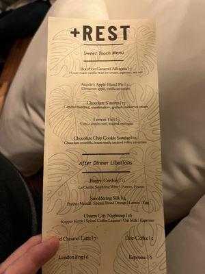 After dinner menu