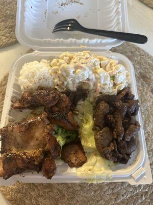 Limited portions of the bbq chicken and beef combo .. the ono next to Home Depot in Monterrey park really take of you .