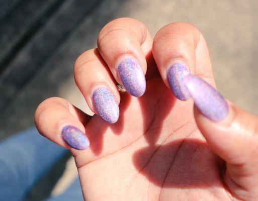 Glitter purple nails