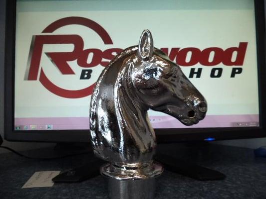 Cast iron horse head in our new Spectra Chrome. Its a  "CHROME" finish