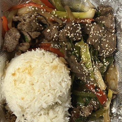 My favorite non-breakfast on their menu, Basil Beef. (Ordered for take out)