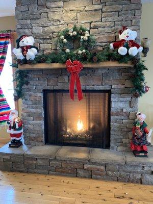 Fireplace with holiday decor