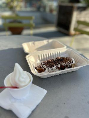 Tiramisu Croffle and Vanilla Soft Serve