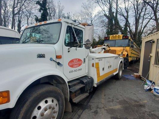 We tow heavy duty vehicles like school buses!