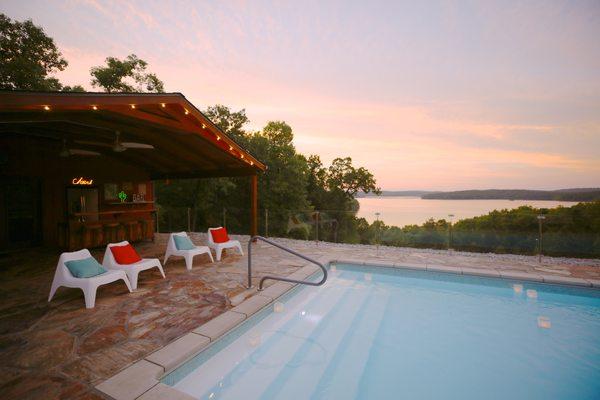 Pool bar with amazing lake view, great for parties and events.