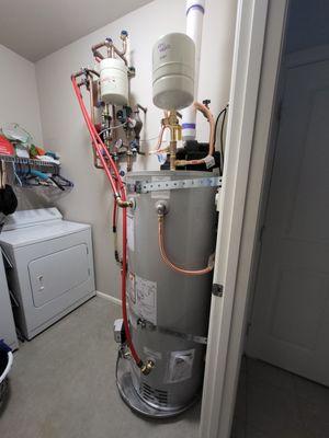 The new water heater and radiant heating system.