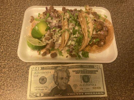 Tiny portion "street tacos"