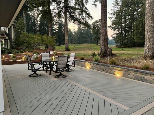 Composite decking with landscape