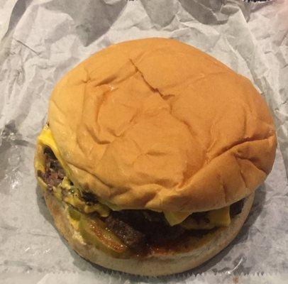 Small bun double cheeseburger