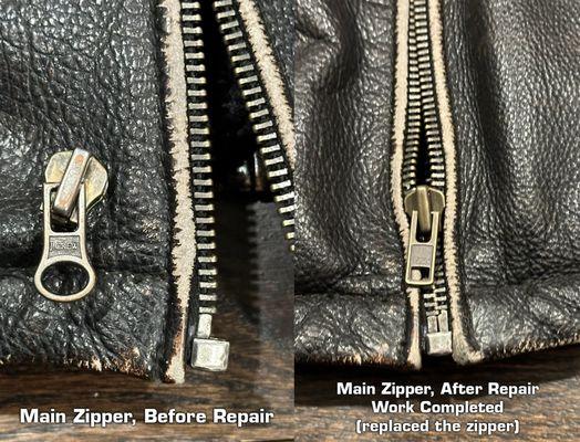 The main zipper replaced