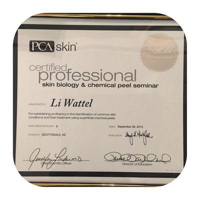 Certified with PCA Skin Care.