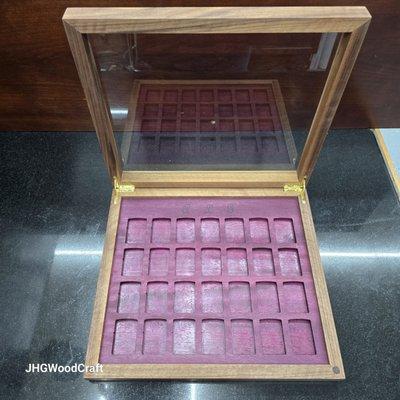 Zippo Display Case, Made with purple heart and Walnut