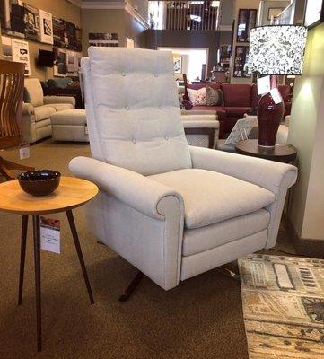 The Roman Reinvented Recliner by American Leather. Optional power recline, many leathers and fabrics, and two height options.