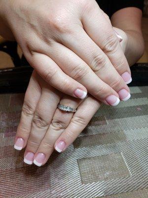 Excellent job as always on the pedicure and pink and white dip on natural nails.