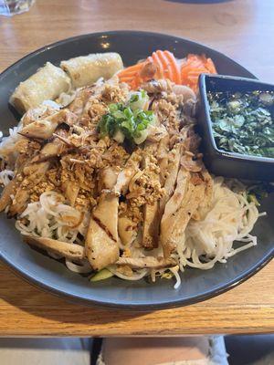 Chicken noodle bowl with fish sauce