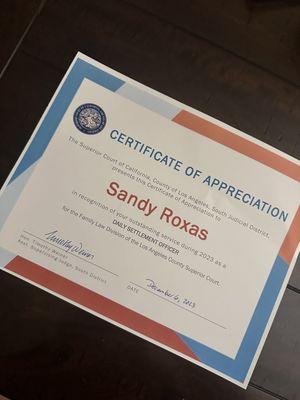 Certificate of Appreciation