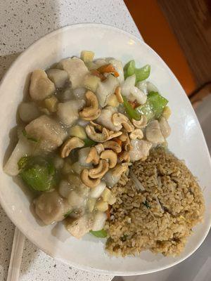 Cashew chicken and fried rice