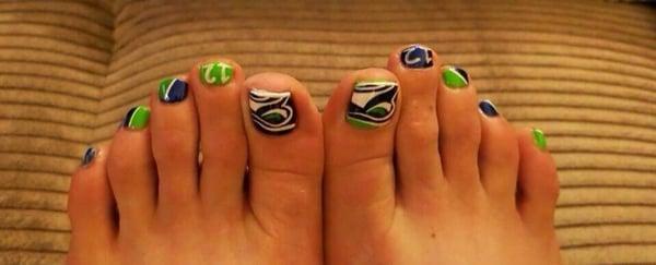 They do Seahawks toenails and nails!