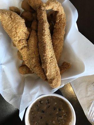 catfish .. fried okra and black eyed peas