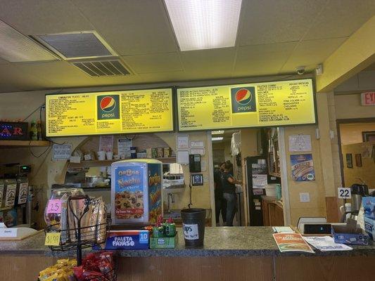 The counter menu at taco salsa