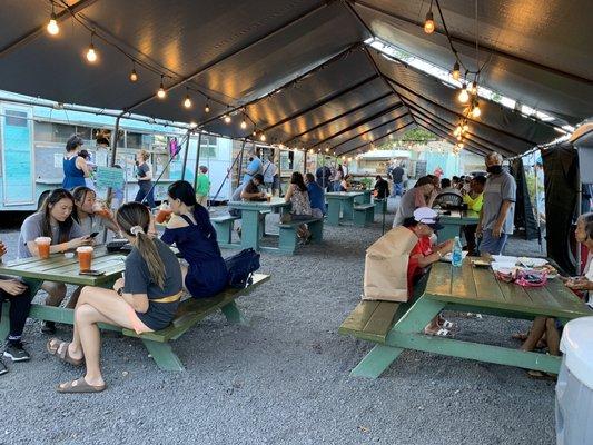 Eating area shared with other food trucks