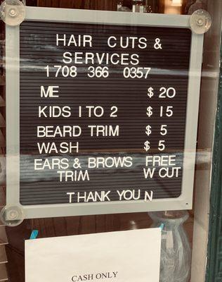 $20 Men's Haircut--CASH only.