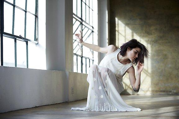 Photo taken of a bride at our daylight loft in the heart of Hollywood