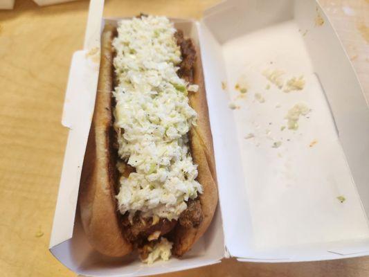 Slaw Dog with fries on top