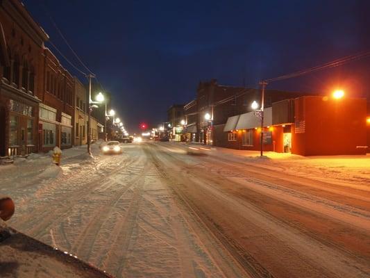 Main Street, Downtown Calumet on a busy night.