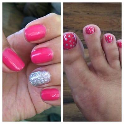 Great pedicure with art and gel manicure. $57 Great deal!!