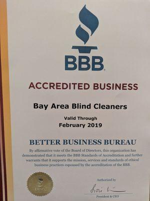 We are an accredited business with the better business bureau