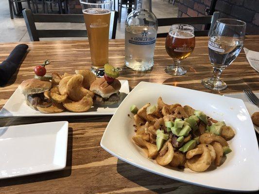 Beers, beer brat sliders & loaded sidewinder fries