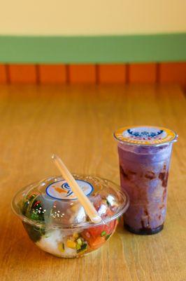 purple panda and poke bowl inside!!