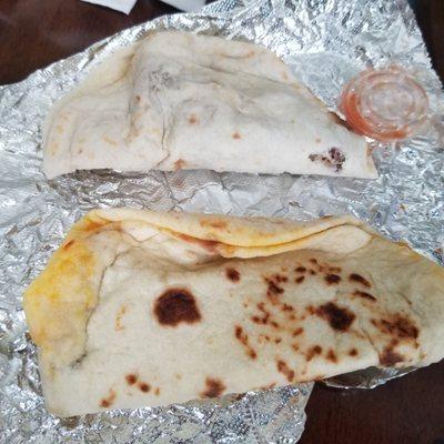 The top taco is the one from Torito Mexican Restaurant, the bottom is from another Mexican restaurant.