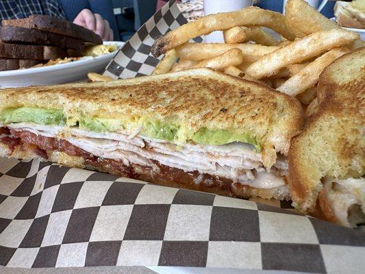 Done very right: turkey bacon avocado with fries. Terrific