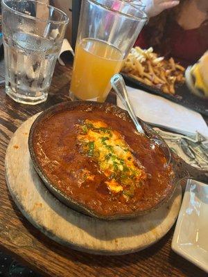 Close up of the shakshuka