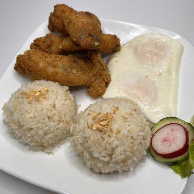 Chicksilog (Fried Chicken Served with 2 eggs and Garlic Rice!)