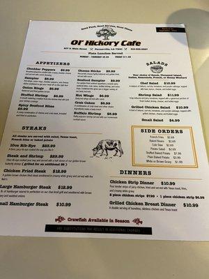 Menu side 1