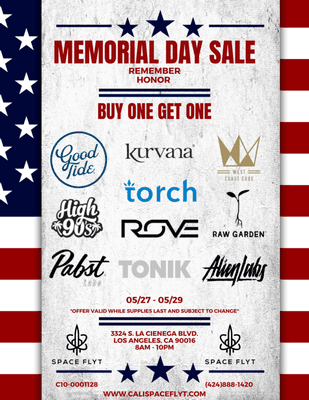 Memorial Day Sale! Come stop, shop, & save.