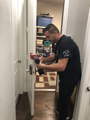 Fresh installation for New dead bolt on exit door from the house.
our professional team will serve you professionally.