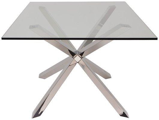 SILVER STAINLESS STEEL DOUBLE CROSS LEGS TABLE