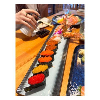 Various masago sushi