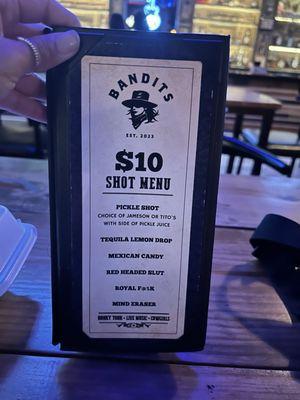 Special shot menu